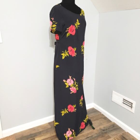 A Pea in The Pod Maternity Black Short Sleeve Scoop Neck Maxi Dress Small - Picture 3 of 12